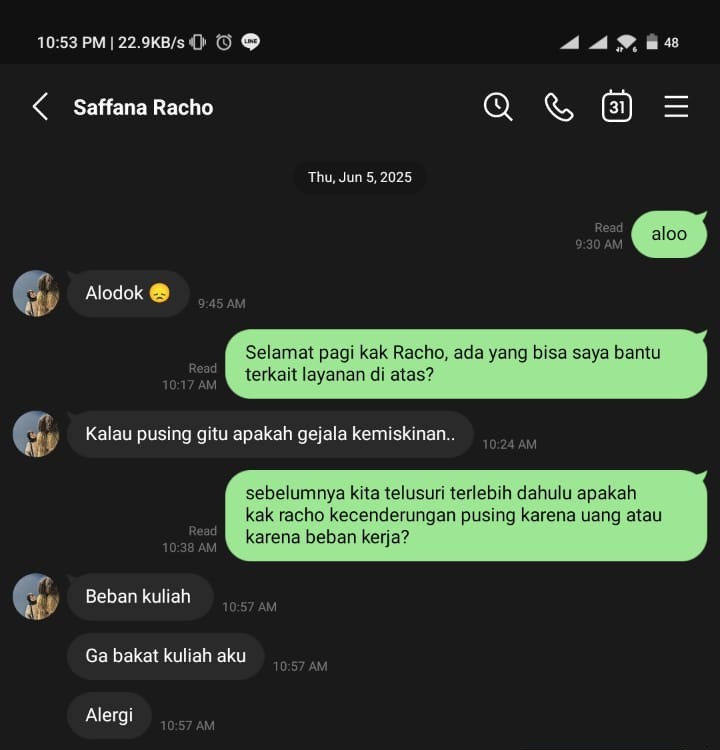 PHOTO / SCREENSHOT OF OUR FIRST CHAT